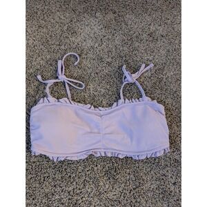 Hollister Lavender Textured Ruffle Bandeau Bikini Top Purple Medium